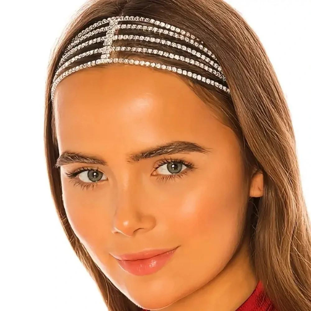 New Luxury Rhinestone Elastic Headband Gold ✨✨💕💕